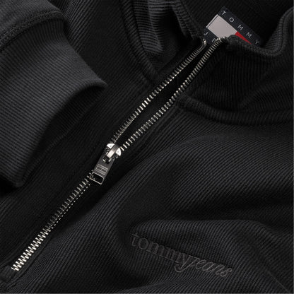 Tommy Hilfiger Jeans 90s Script Rib Fleece Erkek Siyah Sweatshirt