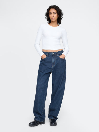 Lacivert Baggy Jean Pantolon