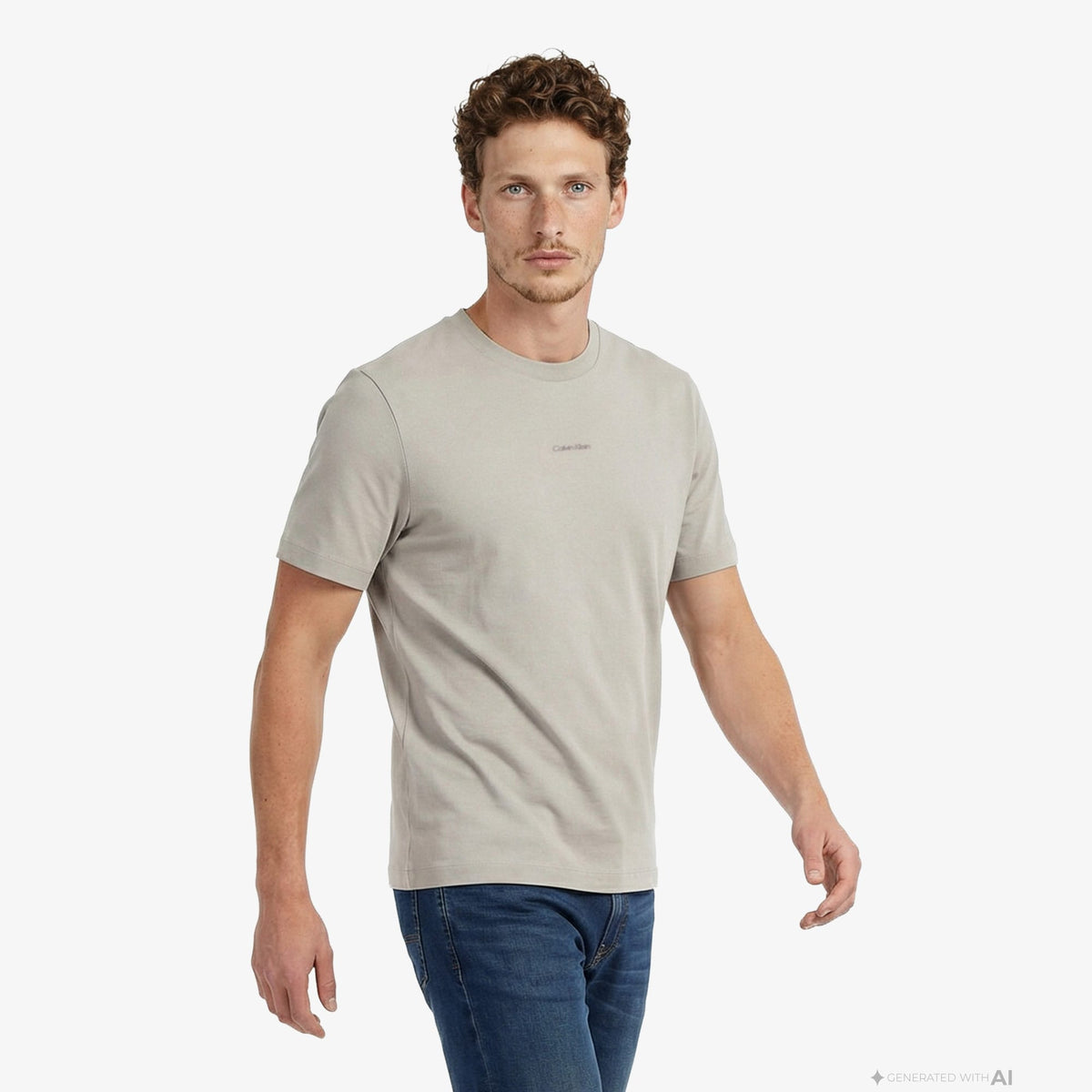 Calvin Klein Stretch Cotton Pique Nano Erkek Kahverengi T-shirt