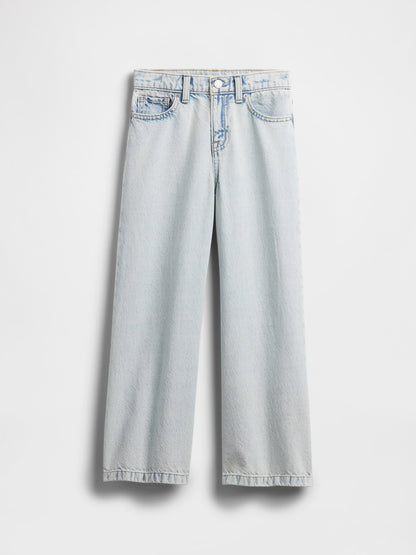 Açık Mavi High Rise Stride Wide-leg Ankle Jean Pantolon
