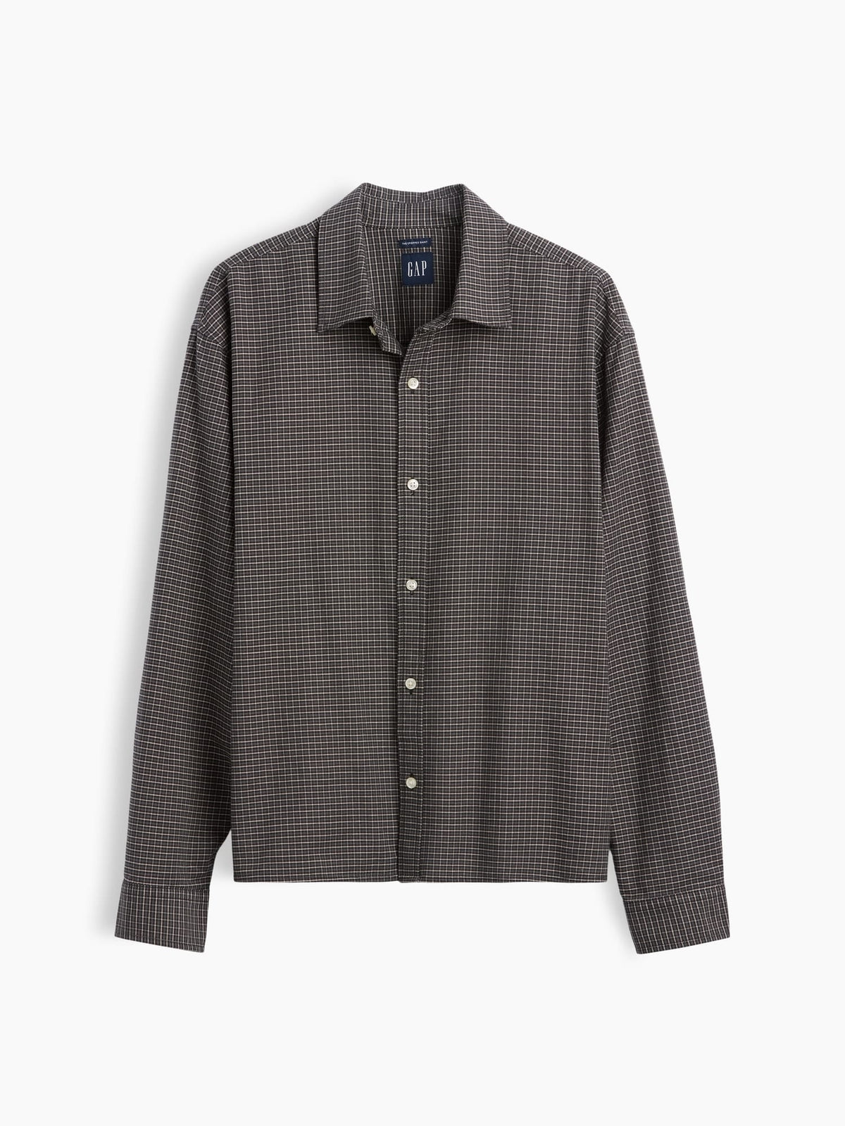 Gri Relaxed Crop Straight-hem Oxford Gömlek