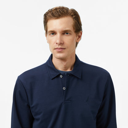 Nautica Erkek Lacivert Classic Fit Uzun Kollu Polo Yaka T-shirt