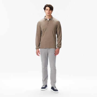 Nautica Erkek Kahverengi Classic Fit Uzun Kollu Polo Yaka T-shirt