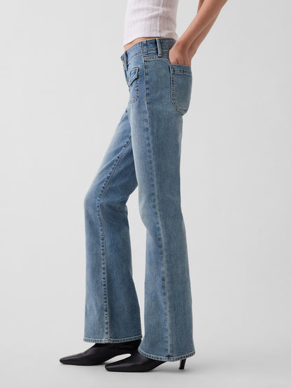 Açık Mavi Low Rise Long & Lean Patch Pocket Jean Pantolon