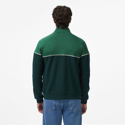 Lacoste Erkek Slim Fit Fermuarlı Renk Bloklu Yeşil Sweatshirt