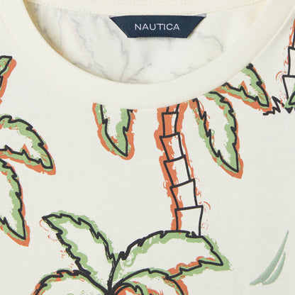 Nautica Erkek Çocuk Krem Regular Fit Baskılı T-shirt