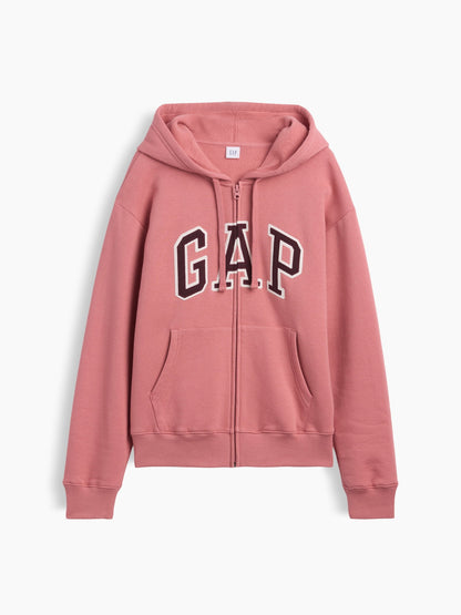 Pembe Gap Logo Fleece Fermuarlı Sweatshirt