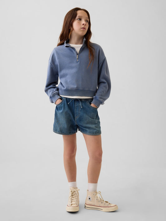 Mavi High Rise Denim Easy Dolphin Şort