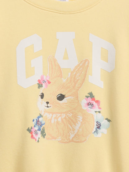 Sarı Oversized Wedge Grafik Baskılı Sweatshirt