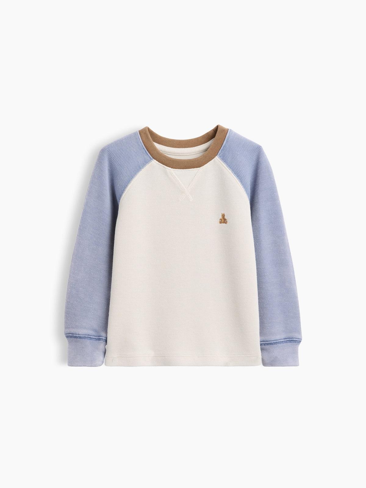 Krem Textured Bisiklet Yaka T-shirt