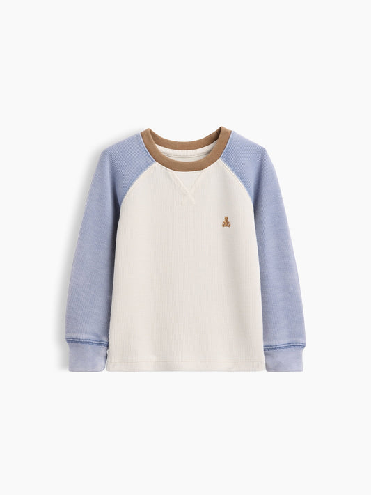 Krem Textured Bisiklet Yaka T-shirt