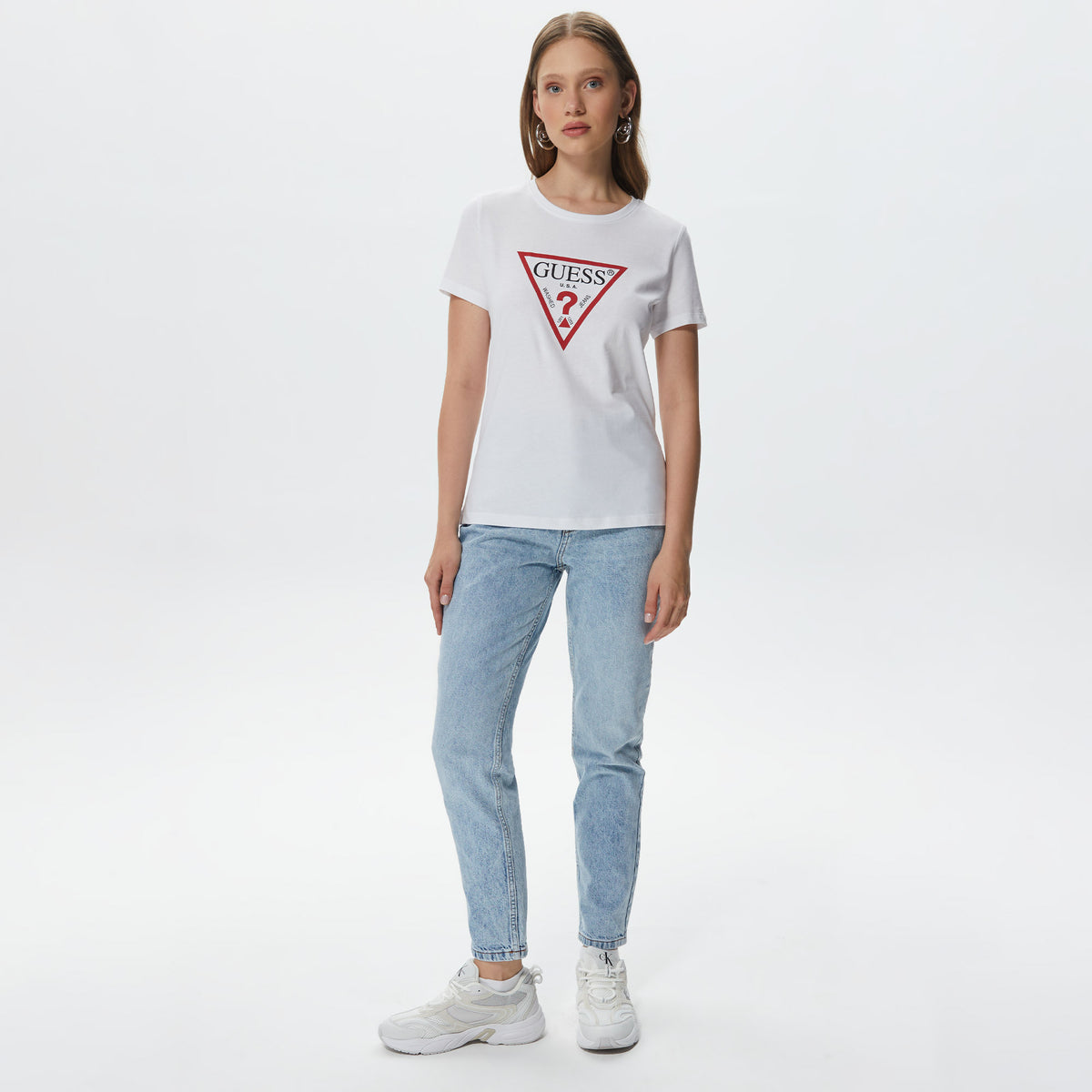 Guess Original Kadın Beyaz T-shirt