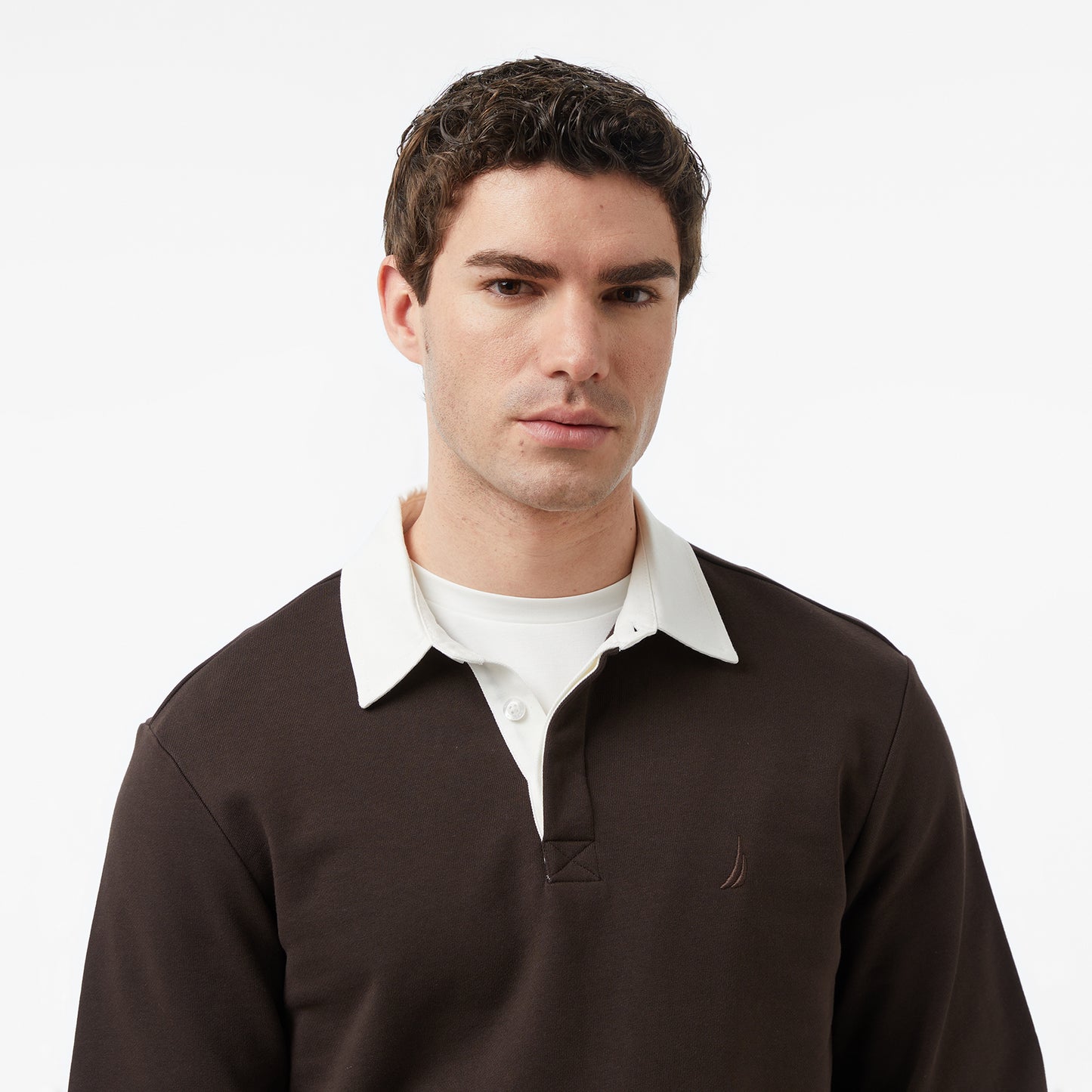 Nautica Erkek Kahverengi Regular Fit Uzun Kollu Polo Yaka T-shirt