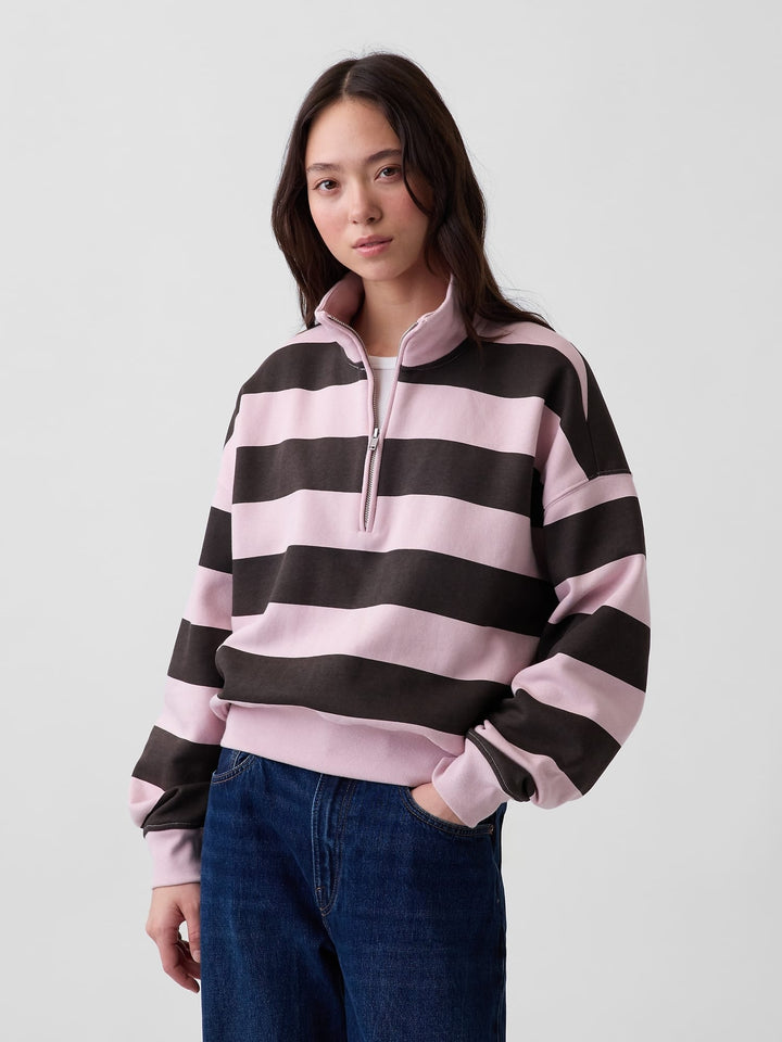 Pembe Vintagesoft Oversized Yarım Fermuarlı Wedge Sweatshirt