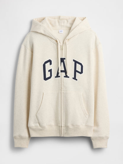 Krem Gap Logo Relaxed Fleece Fermuarlı Sweatshirt