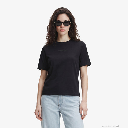 Calvin Klein Classic 20s Logo Grap Kadın Siyah T-shirt