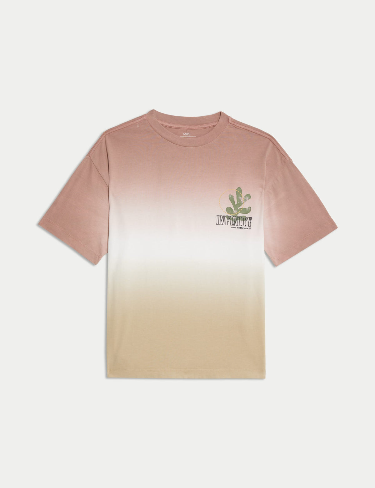 Saf Pamuk Ombre Yazılı T-shirt (2–16 Yaş)