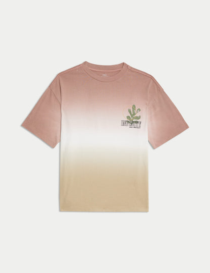 Saf Pamuk Ombre Yazılı T-shirt (2–16 Yaş)