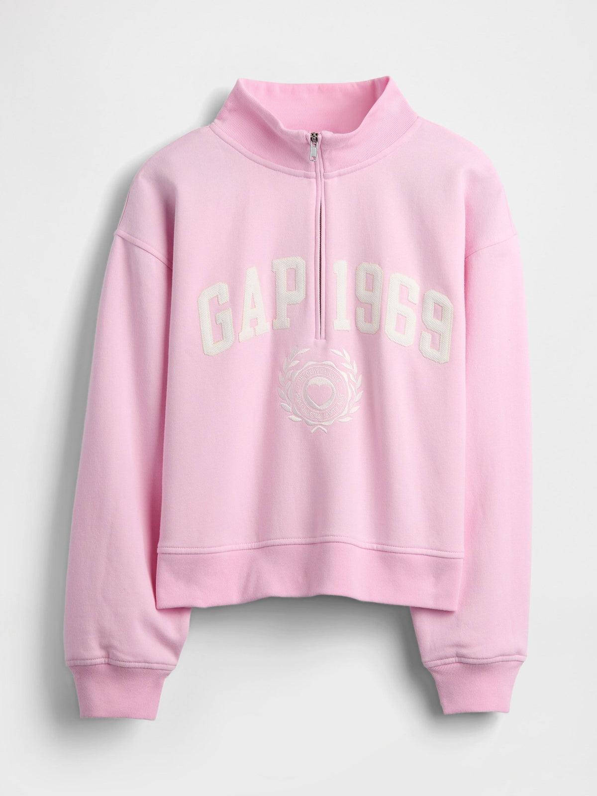Açık Pembe Vintagesoft 1969 Logo Yarım Fermuarlı Sweatshirt