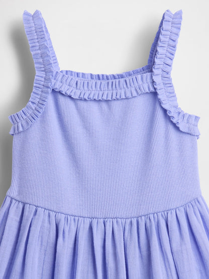 Açık Mavi Mixed Media Apron Elbise