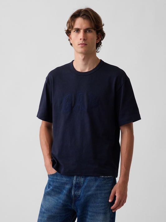 Lacivert Heavyweight Relaxed Gap Logo Crop T-shirt
