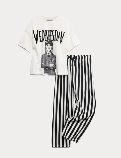 Saf Pamuklu Wednesday Desenli Pijama Takımı (6-16 Yaş)