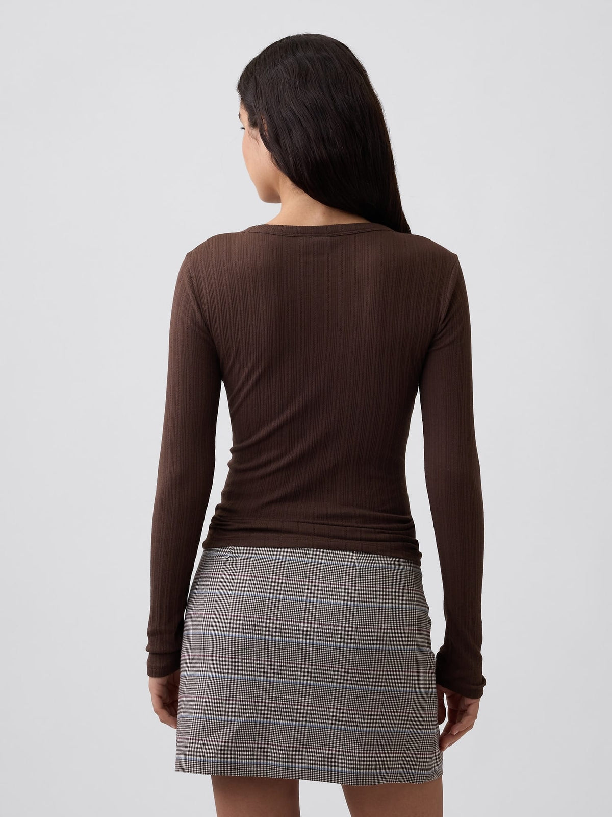 Kahverengi Essential Fitilli Pointelle T-shirt