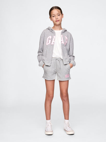 Gri Gap Logo Havlu Kumaş Pull-on Şort