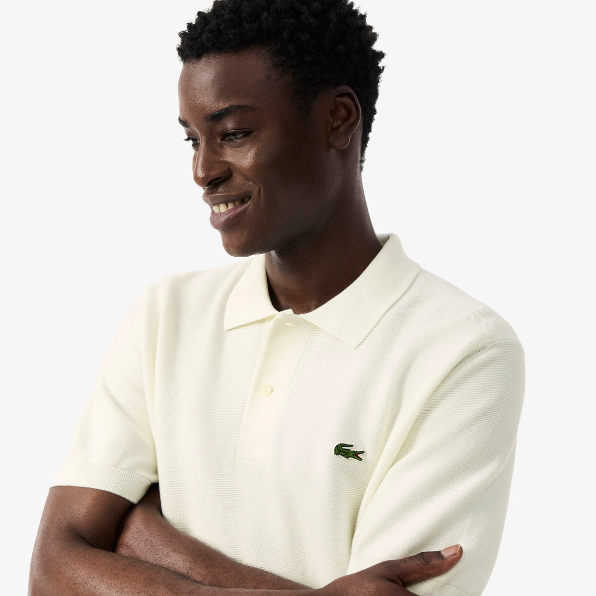 Lacoste Erkek Classic Fit Kısa Kollu Polo Yaka Krem Triko