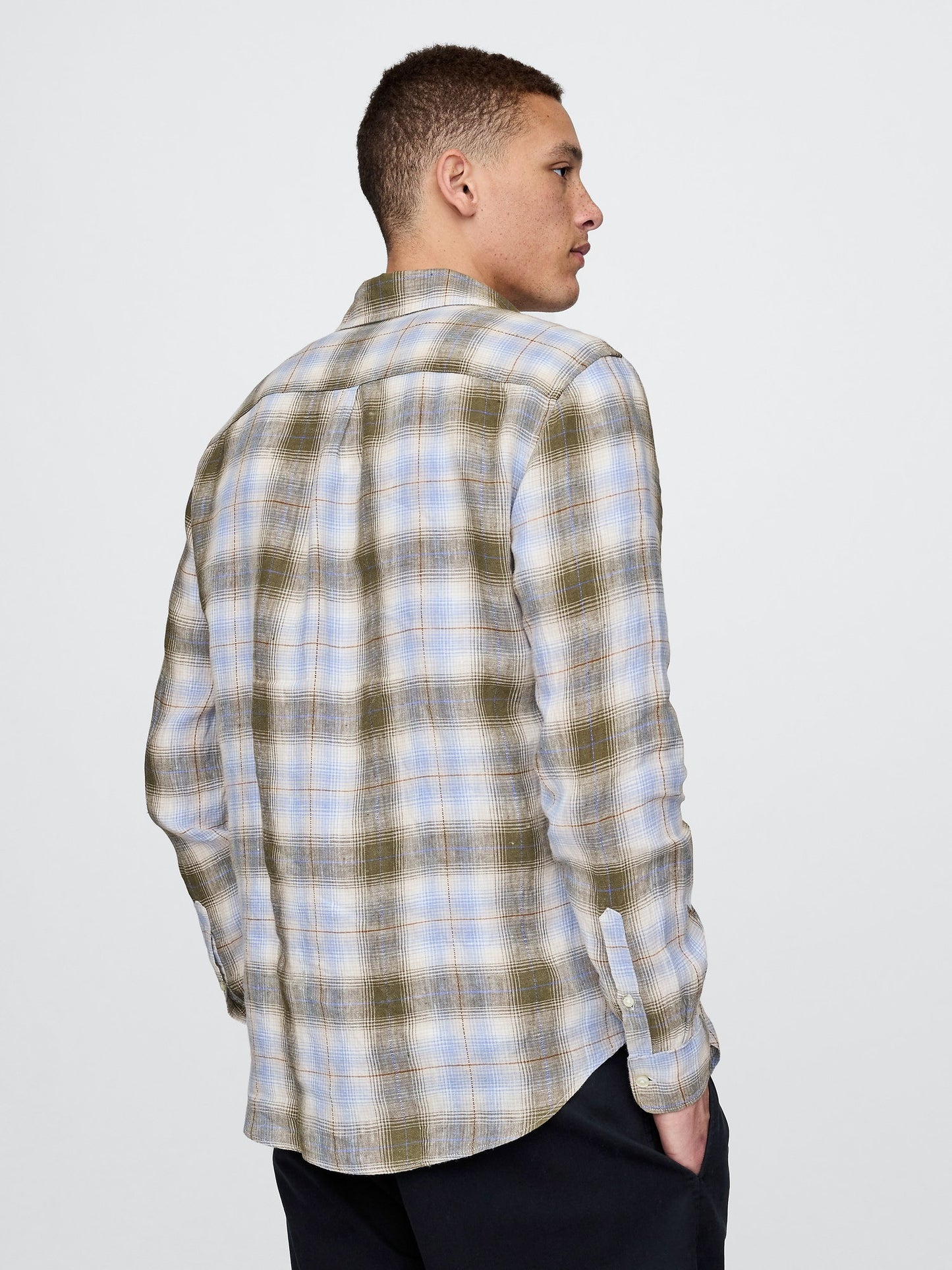 Çok Renkli Keten Klasik Gömlek