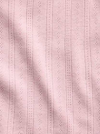 Açık Pembe Pointelle Lettuce-hem Crop Cami Pijama Üstü