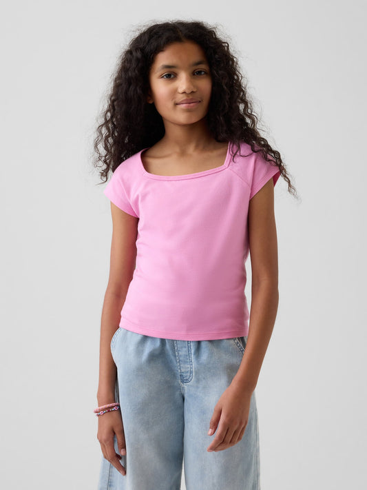 Pembe Kare Yaka T-shirt