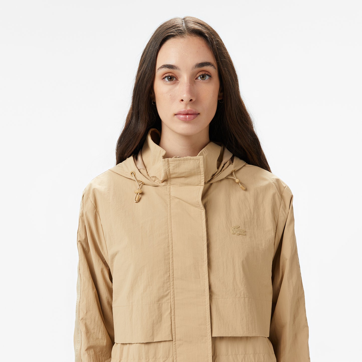 Lacoste Kadın Kapüşonlu Bej Mont