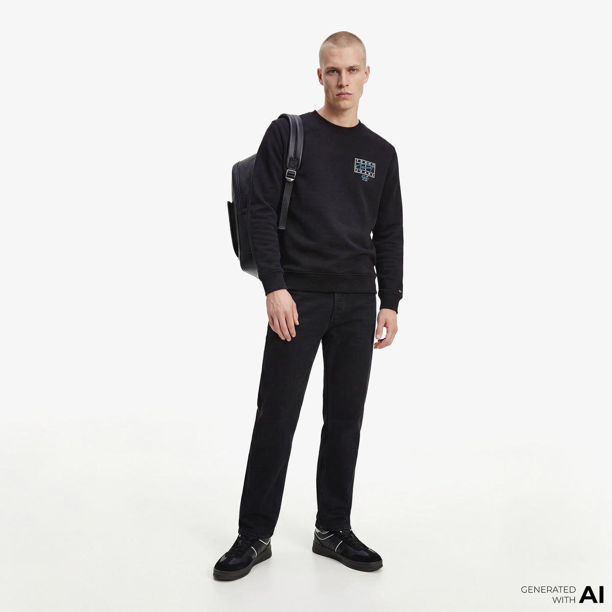 Tommy Hilfiger Signature Erkek Siyah Sweatshirt
