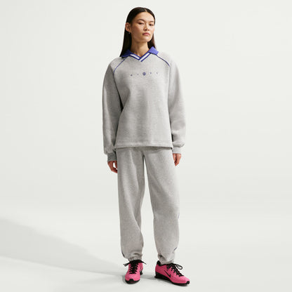 Nike Sportswear Phoenix Fleece Oversized Graphic Polo Kadın Gri Sweatshirt