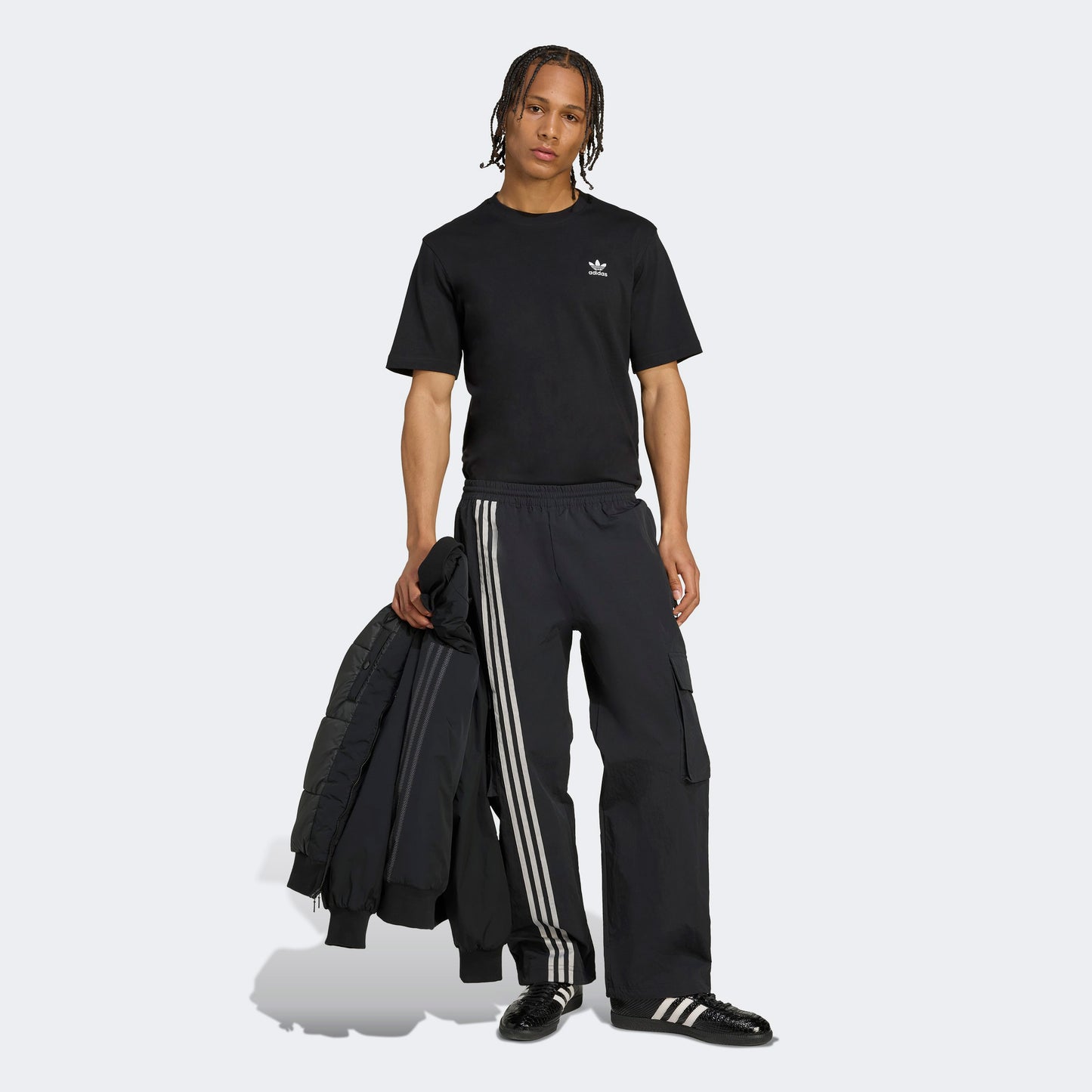 Adidas Front Stripes Woven Kargo Erkek Siyah Eşofman Altı