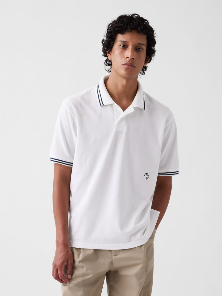 Beyaz Gap × Malbon Relaxed Polo T-shirt