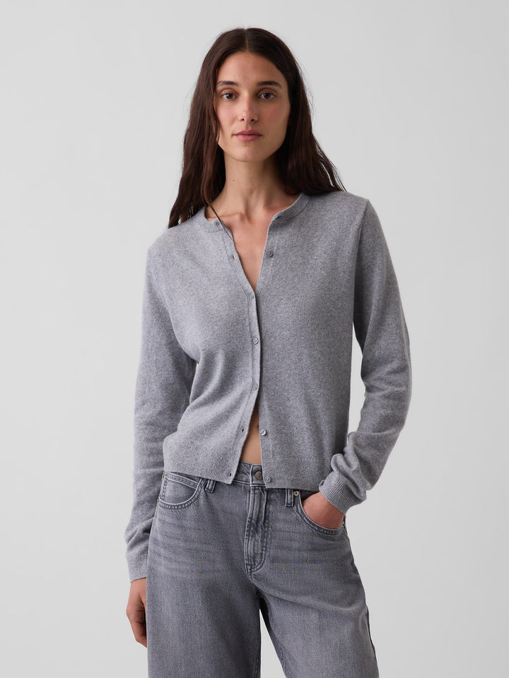 Açık Gri Cashsoft Crop Hırka