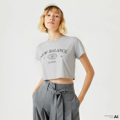 New Balance Lifestyle Kadın Gri T-shirt