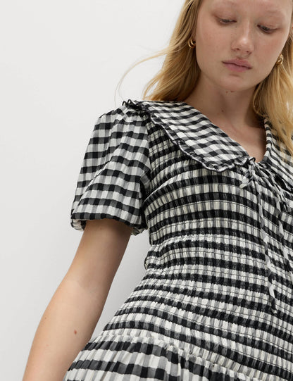 Pötikareli Gingham Midi Elbise
