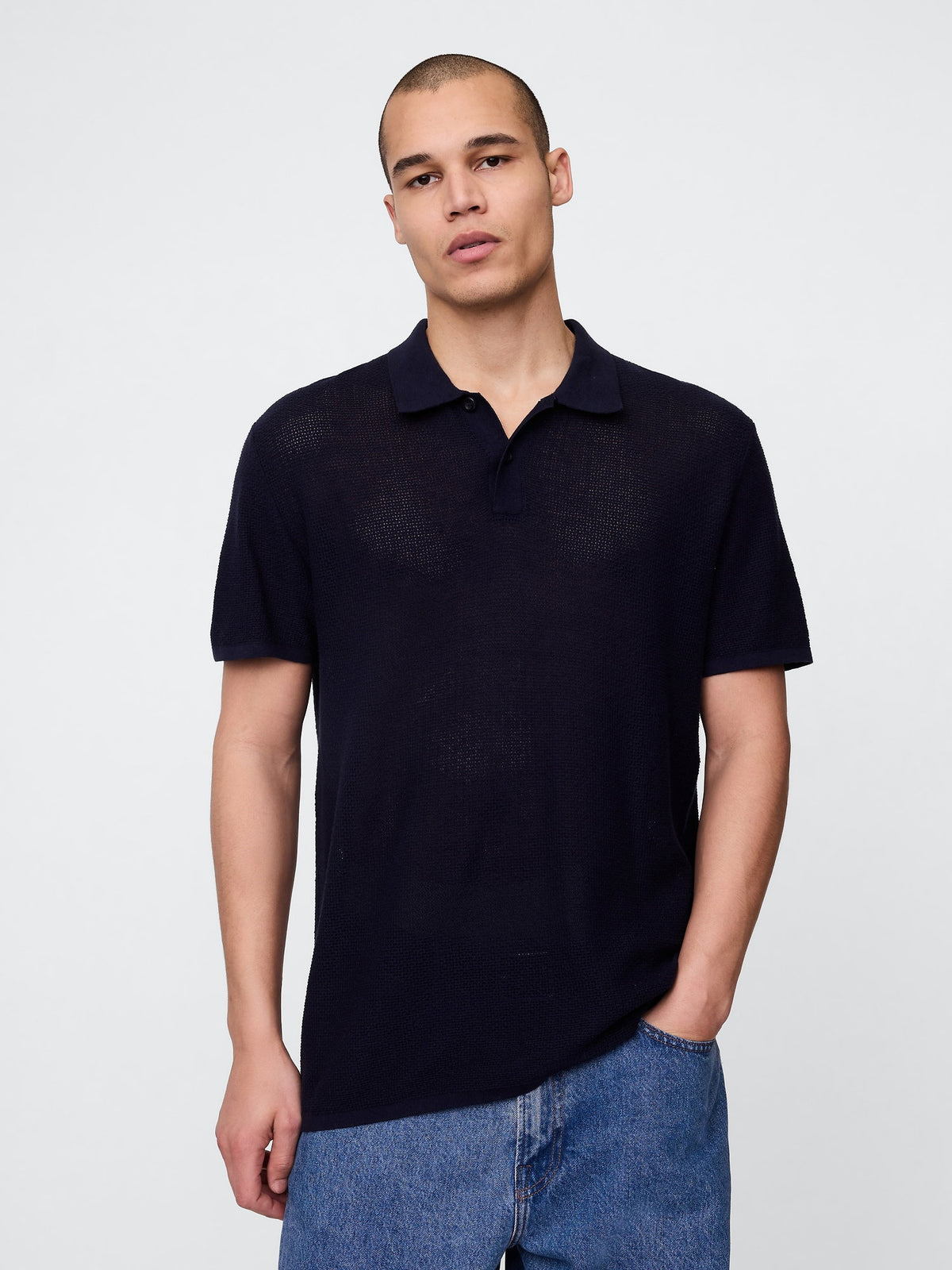 Koyu Gri Dokulu Kroşe Polo T-shirt