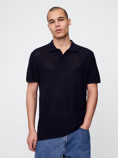 Koyu Gri Dokulu Kroşe Polo T-shirt