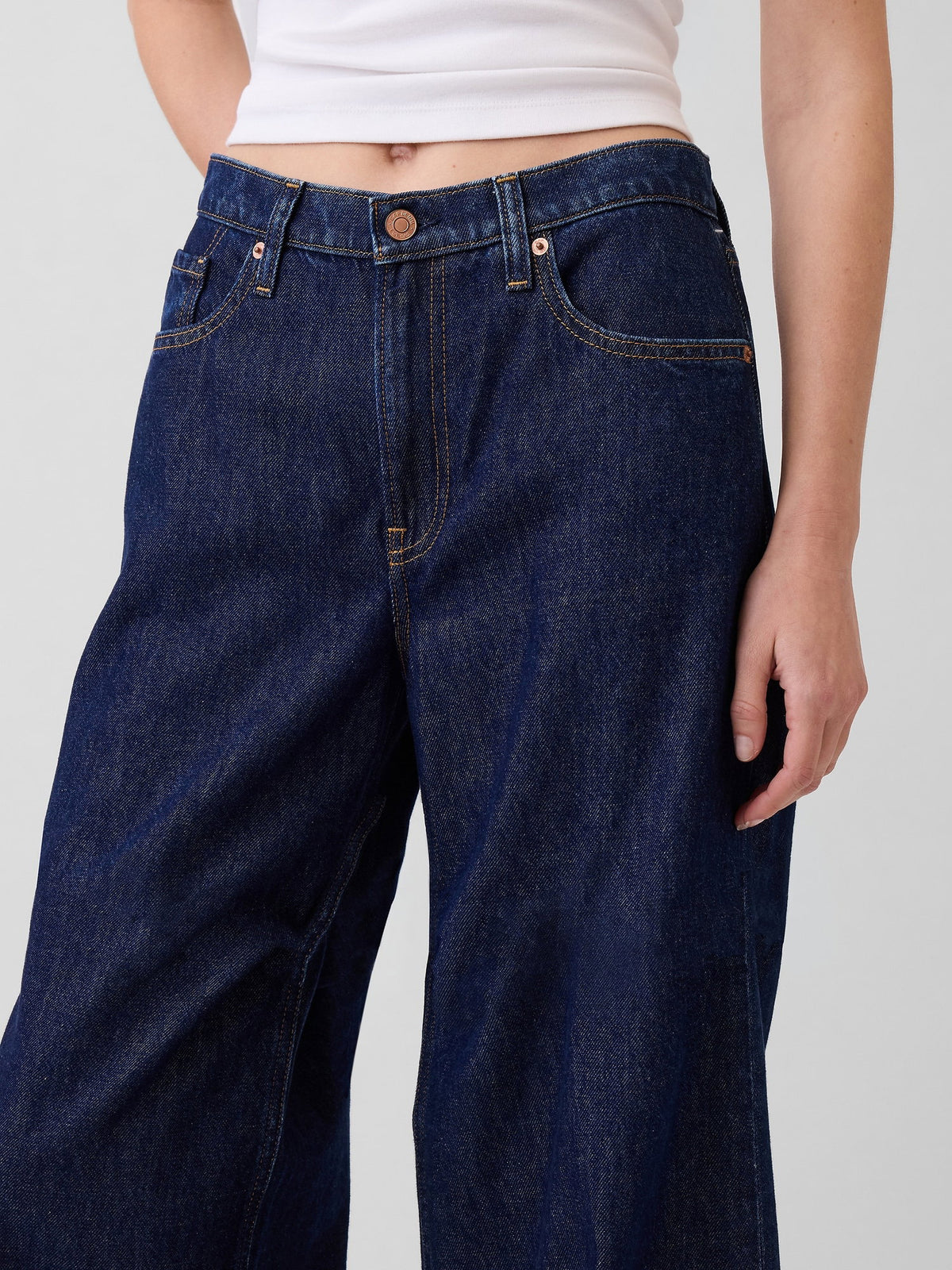 Koyu Mavi Low Slung Extra Baggy Jean Pantolon
