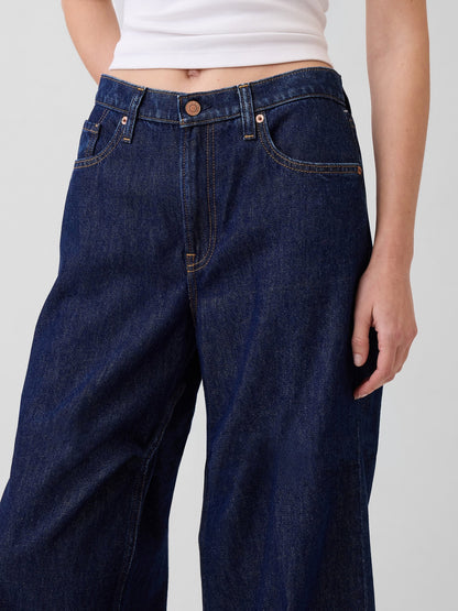 Koyu Mavi Low Slung Extra Baggy Jean Pantolon