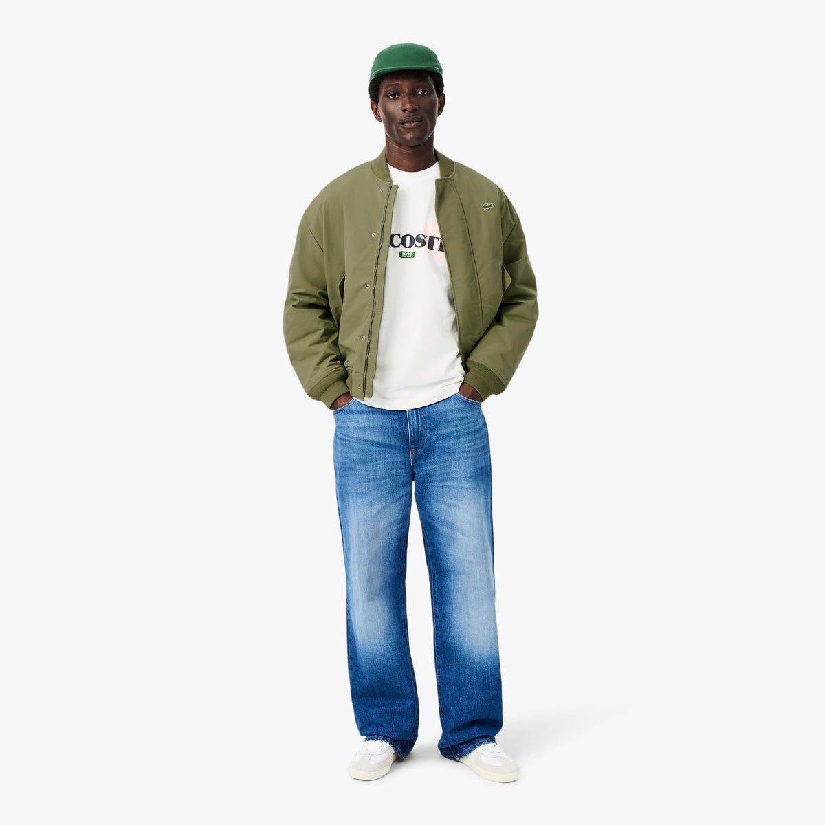 Lacoste Unisex Classic Fit Bisiklet Yaka Baskılı Beyaz T-shirt