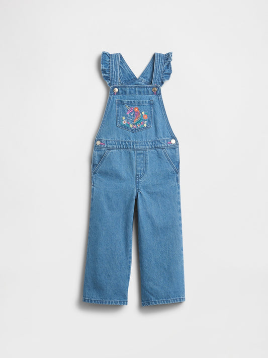 Mavi Babygap Işlemeli Denim Tulumu