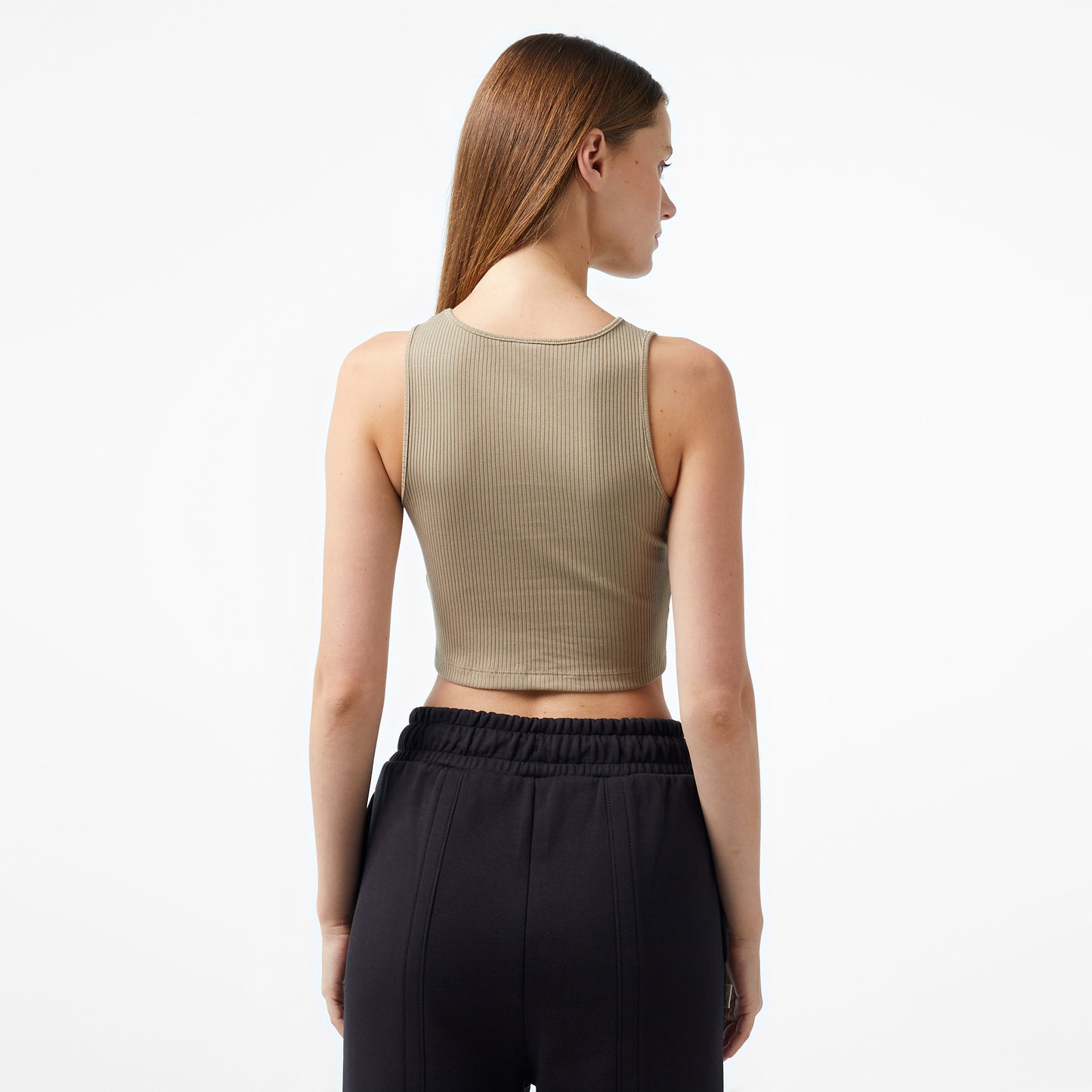 Puma Classıcs Ribbed Crop Top Kadın Haki T-shirt