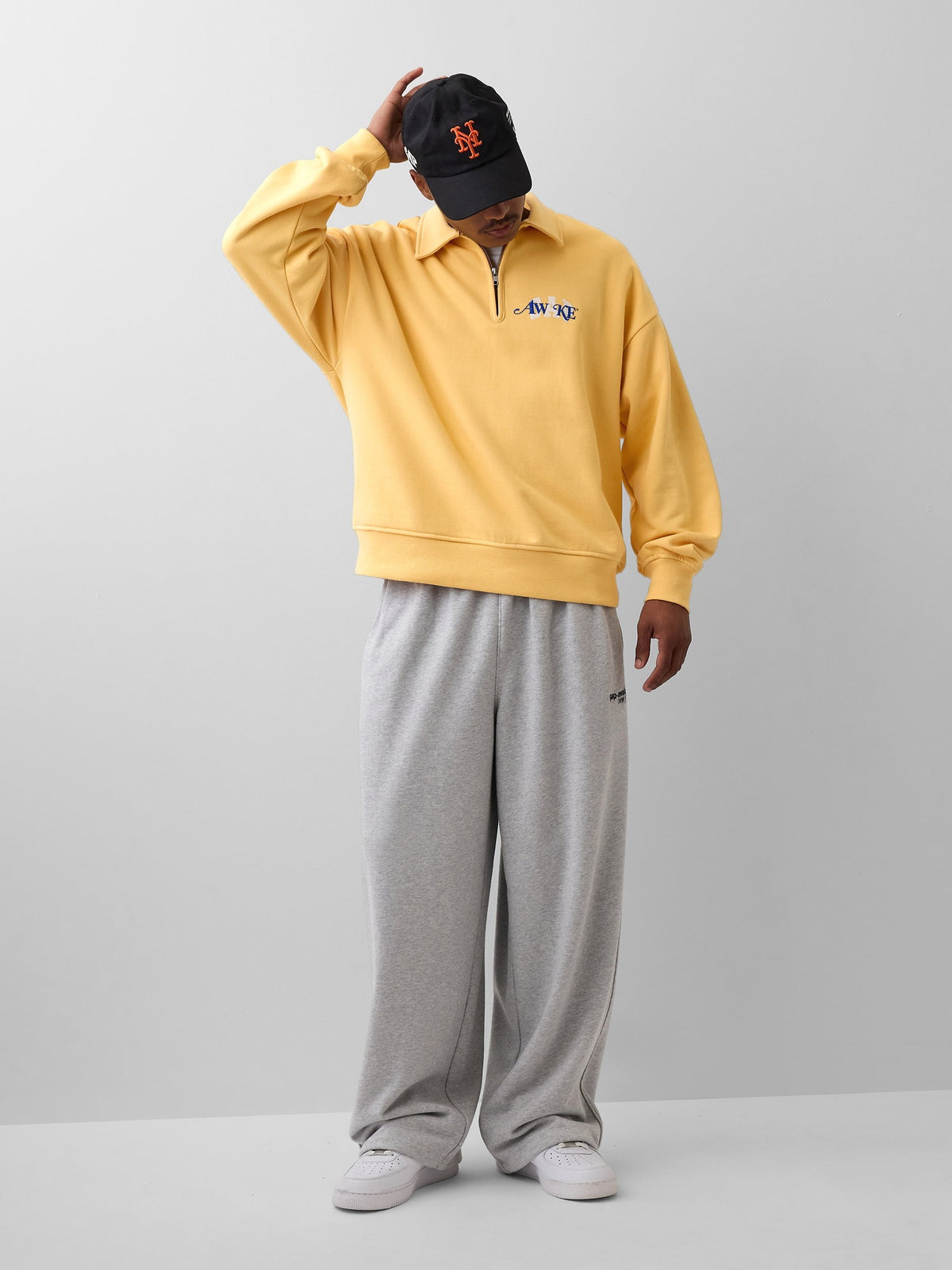 Sarı Gap × Awake Ny Heavyweight Oversized Çeyrek Fermuarlı Sweatshirt