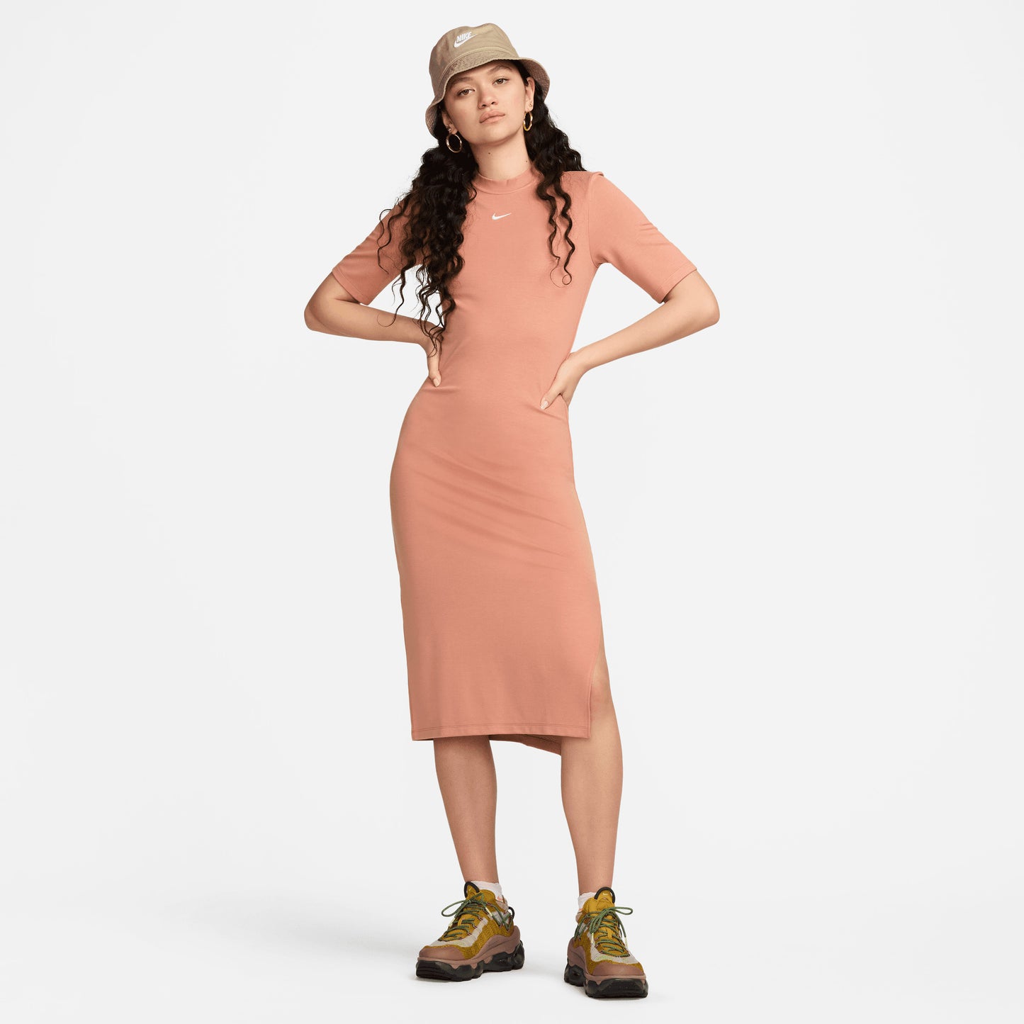 Nike Sportswear Essential Kadın Kahverengi Elbise