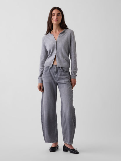 Açık Gri Cashsoft Crop Hırka